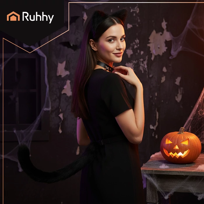 3 részes macska jelmez - fekete