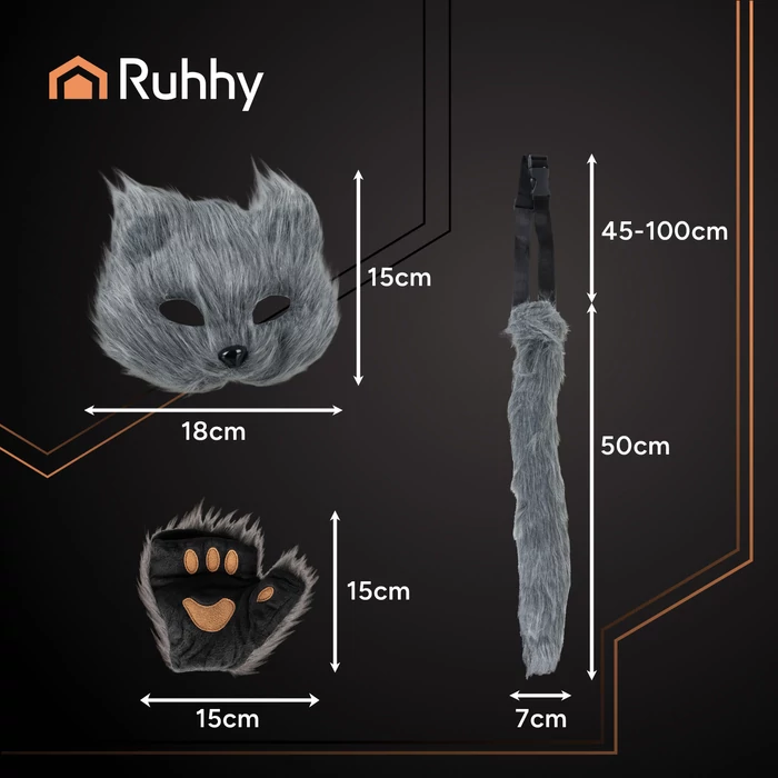 4 részes macska jelmez - szürke