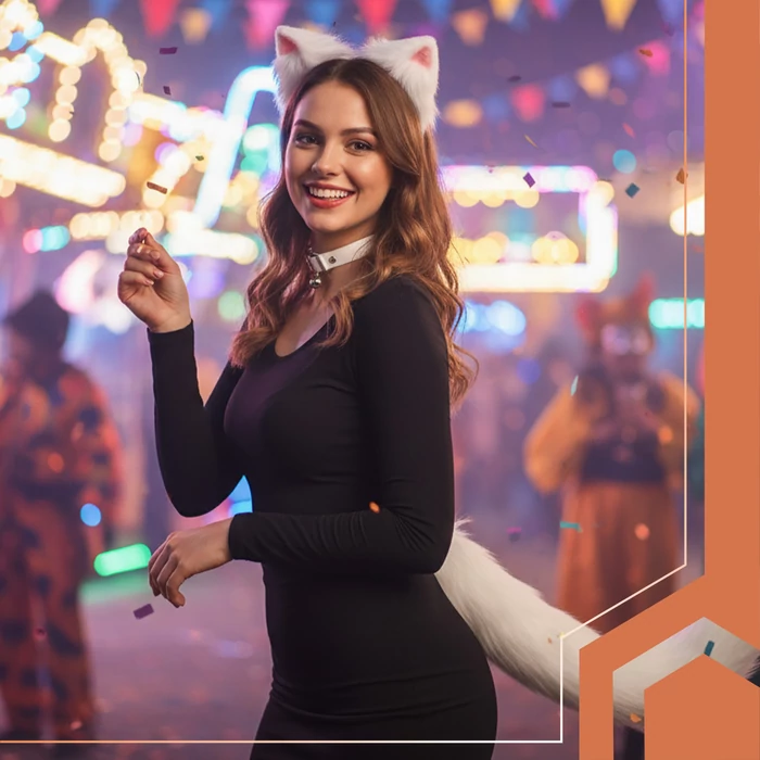 3 részes macska jelmez - fehér