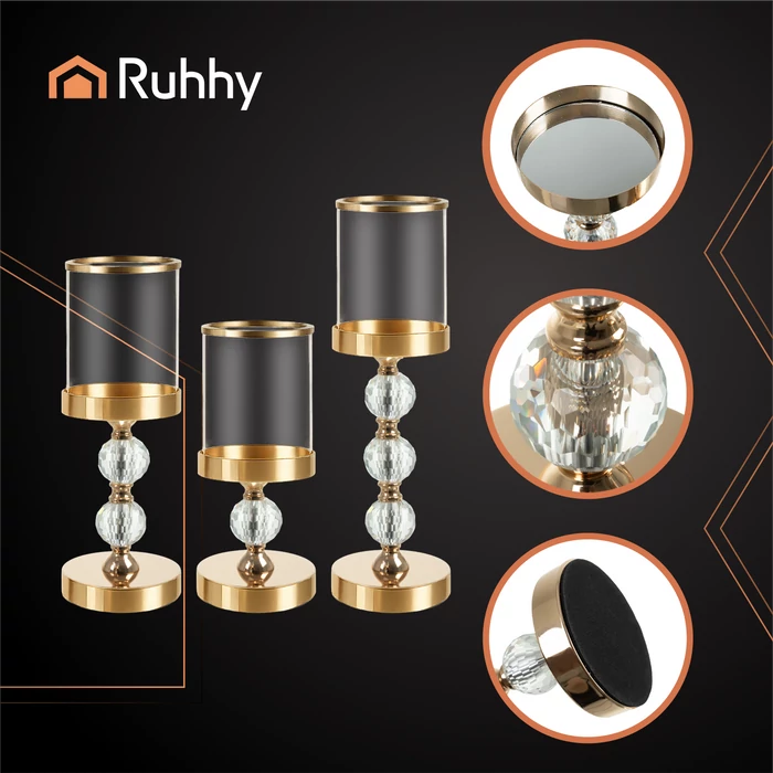 Ruhhy gyertyatartó készlet 3 db - arany