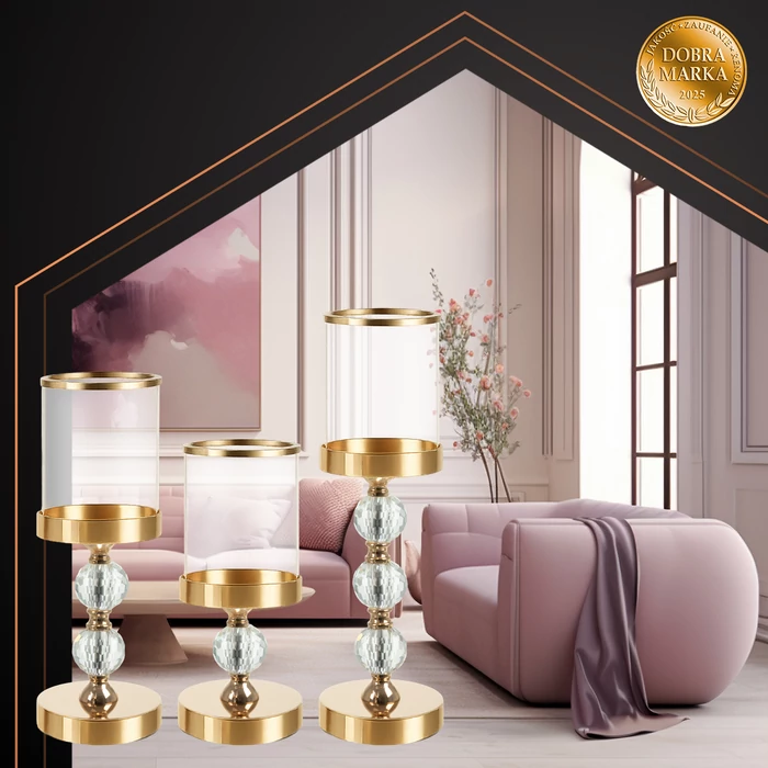 Ruhhy gyertyatartó készlet 3 db - arany