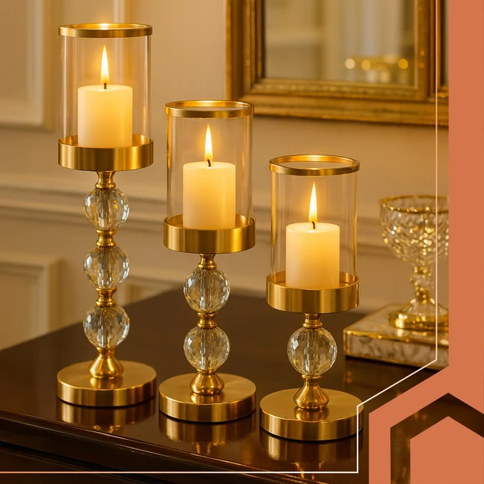 Ruhhy gyertyatartó készlet 3 db - arany