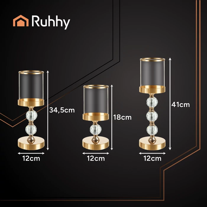 Ruhhy gyertyatartó készlet 3 db - arany