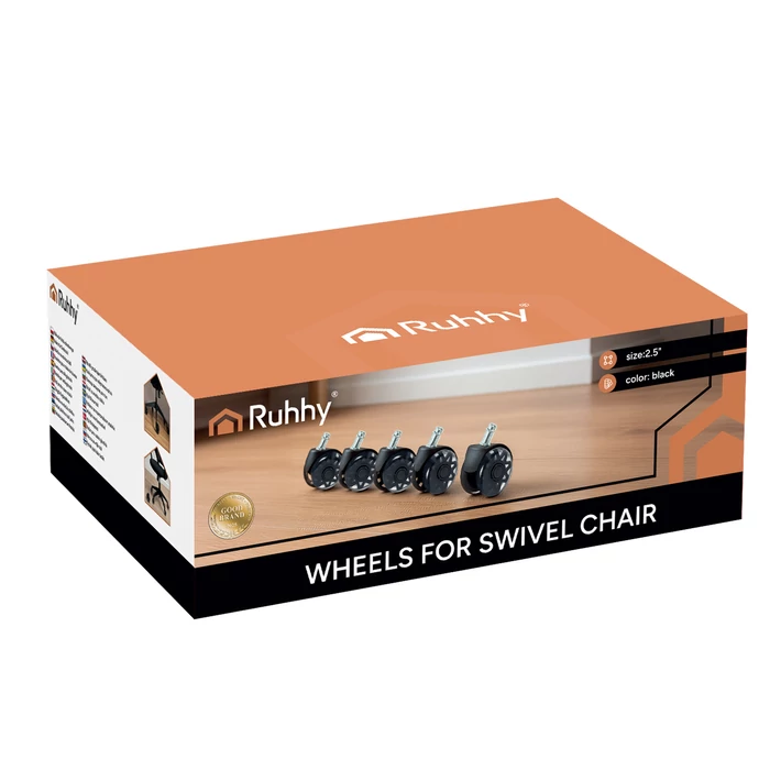Fekete forgószék kerekek - 5 db