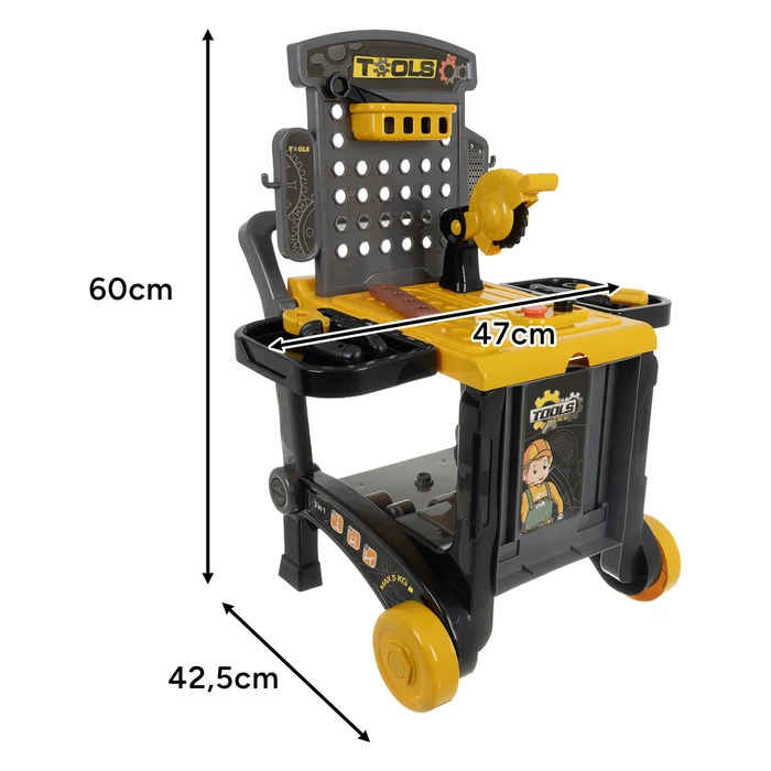 59 darabos 3 az 1-ben műhelykocsi gyerekeknek
