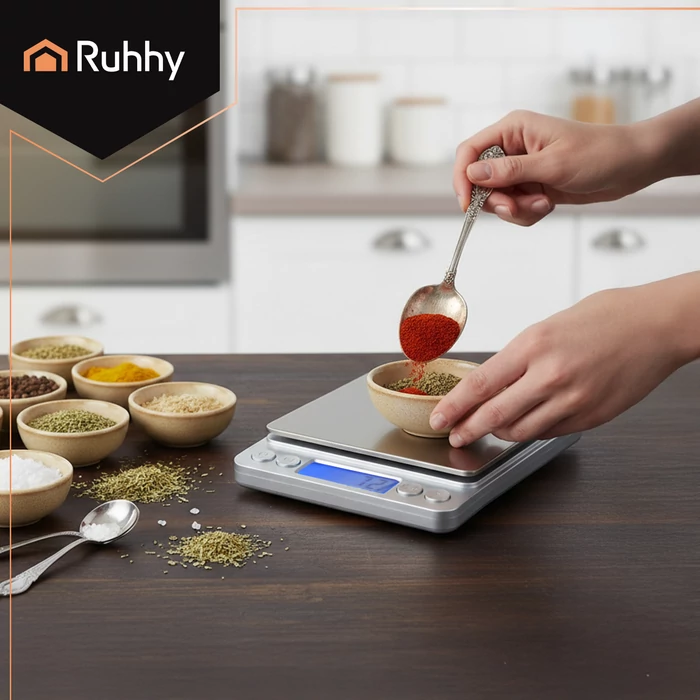 Ruhhy konyhai mérleg LCD kijelzővel, 2 tállal, 2 kg