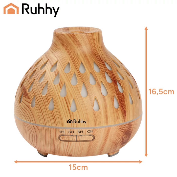 Ruhhy Puri aroma diffúzor és párásító LED háttérvilágítással, 400 ml