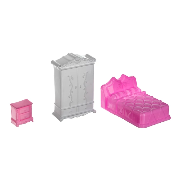 3 szintes babaház bútorelemekkel, babával