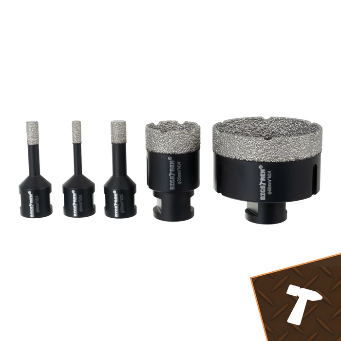 Bigstren gyémánt lyukfűrész készlet fúróadapterrel, 6 db, 6-68 mm, M14