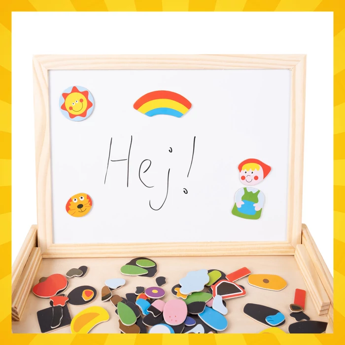 Kruzzel 108 darabos kétoldalas mágneses oktatótábla fa dobozban