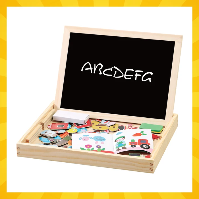 Kruzzel 108 darabos kétoldalas mágneses oktatótábla fa dobozban