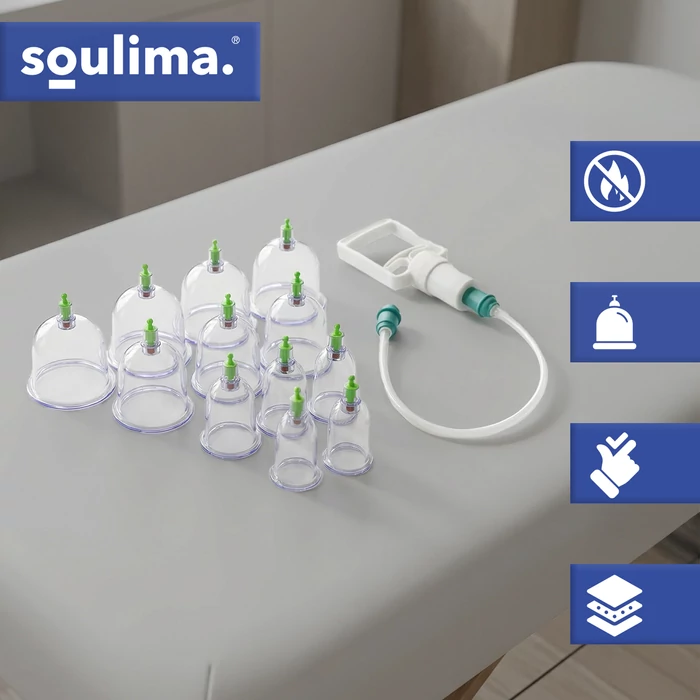 Soulima 12 poharas vákuumos köpölyöző készlet