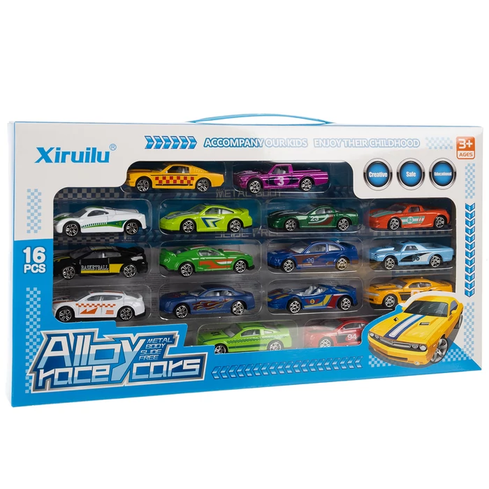 16 darabos fémrugós játékautó készlet