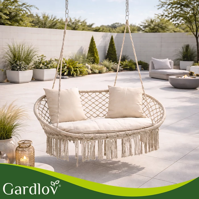 Dupla hintaágy párnaszett – 3 részes krémszínű