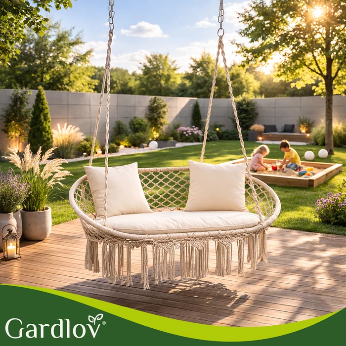 Dupla hintaágy párnaszett – 3 részes krémszínű