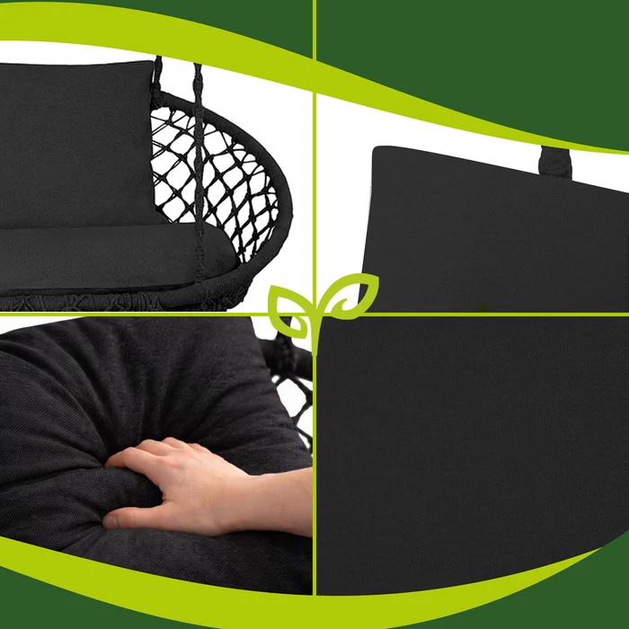 Dupla hintaágy párnaszett – 3 részes fekete