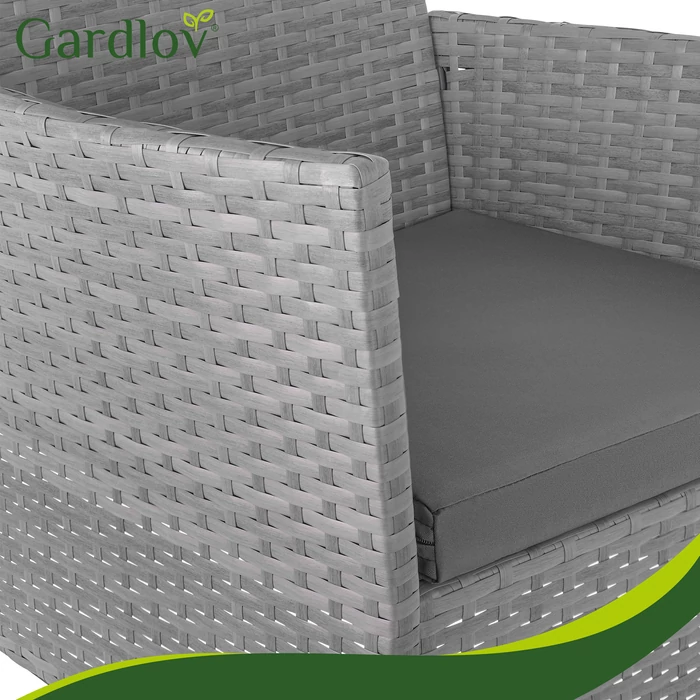 Rattan kerti bútor szett - sötétszürke