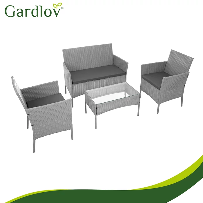 Rattan kerti bútor szett - szürke