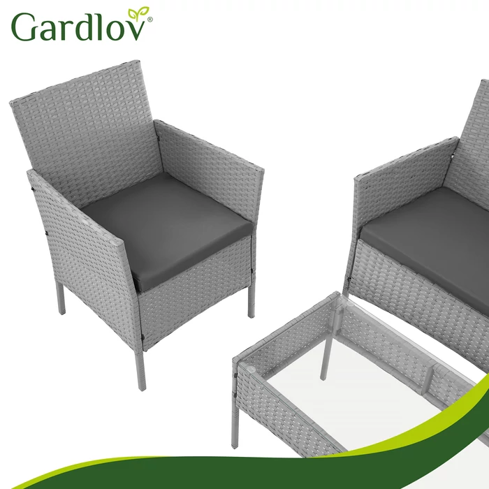 Rattan kerti bútor szett - szürke