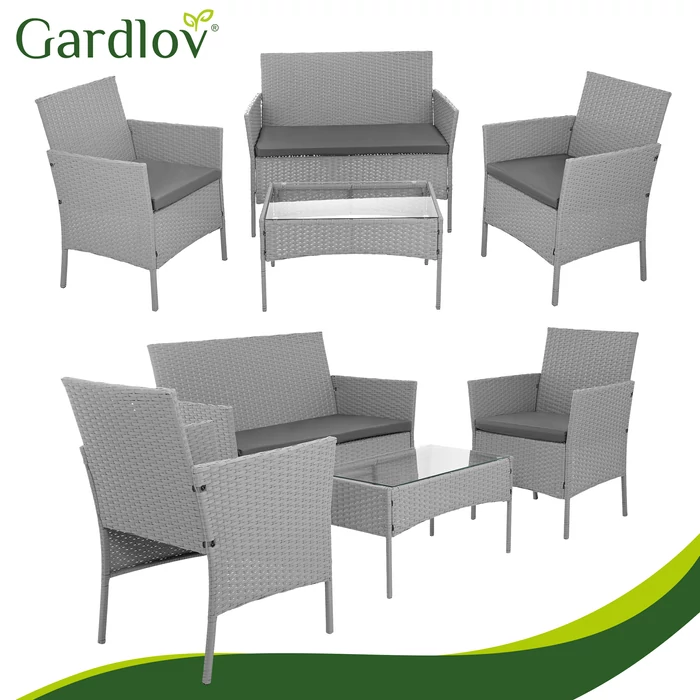 Rattan kerti bútor szett - szürke