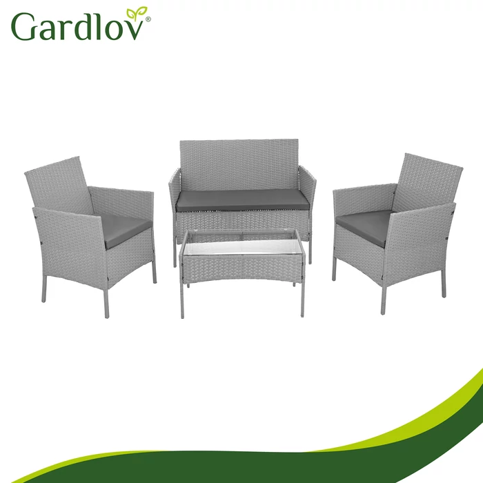 Rattan kerti bútor szett - szürke