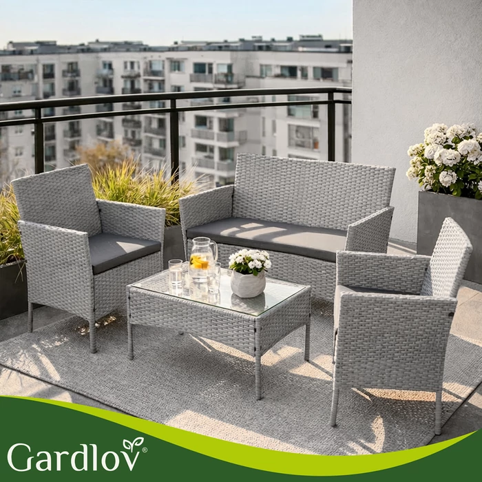 Rattan kerti bútor szett - szürke