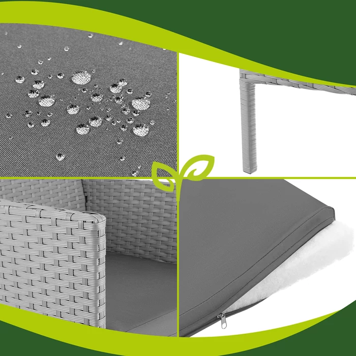 Rattan kerti bútor szett - szürke