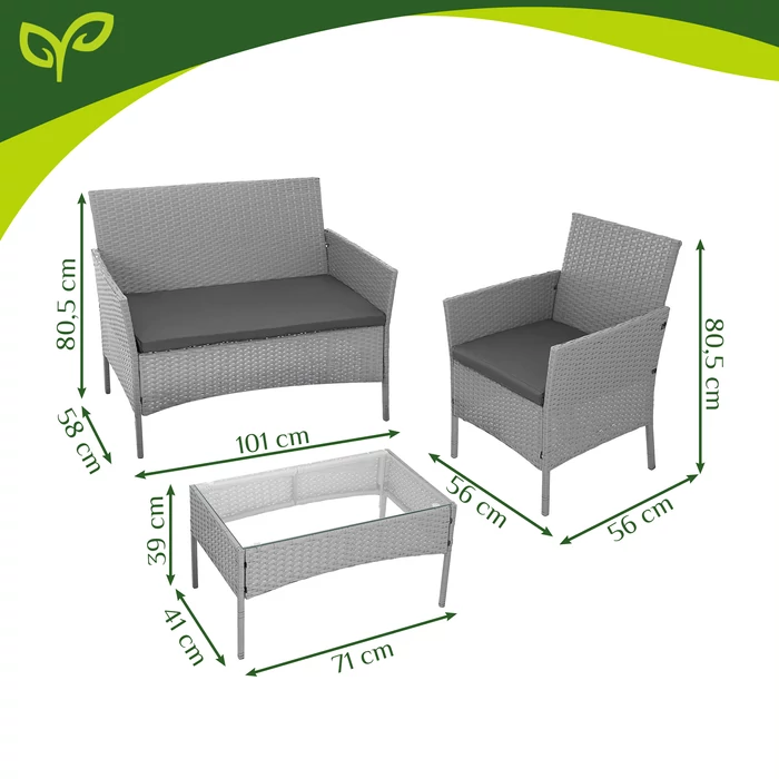 Rattan kerti bútor szett - szürke