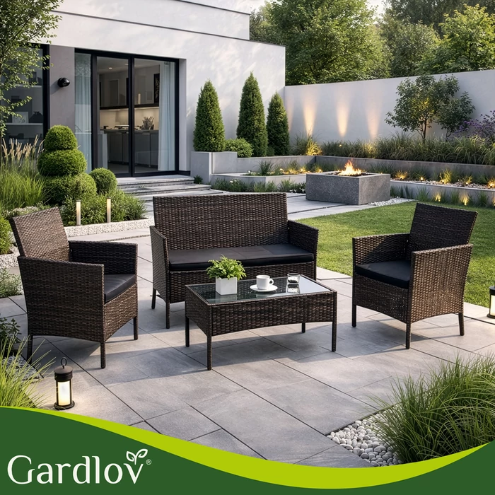 Rattan kerti bútor szett - barna