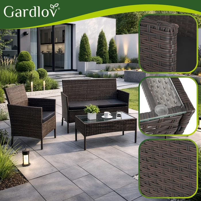 Rattan kerti bútor szett - barna