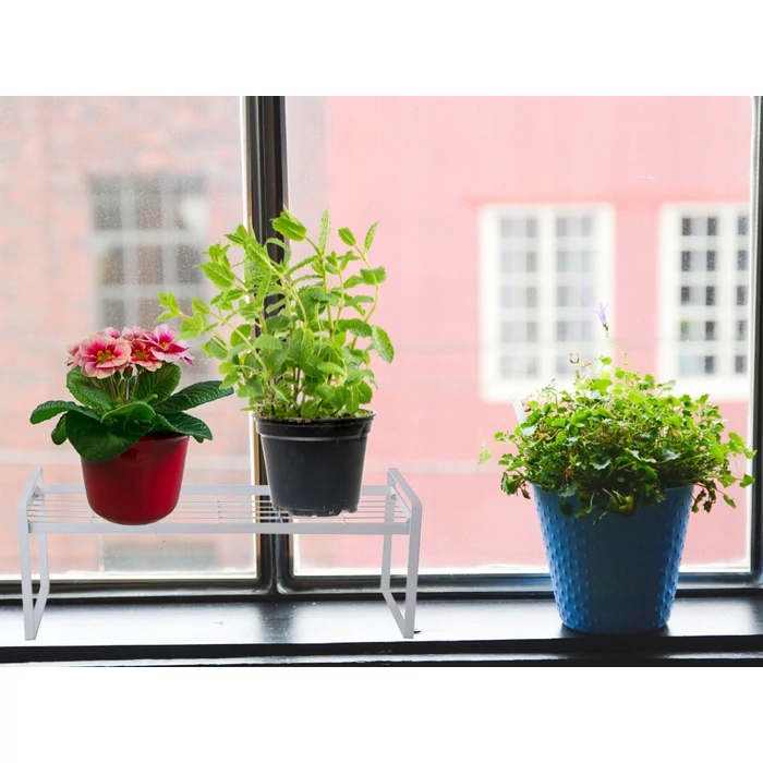 Egyszintes fém konyhai szervező, 52x19x21 cm, fehér