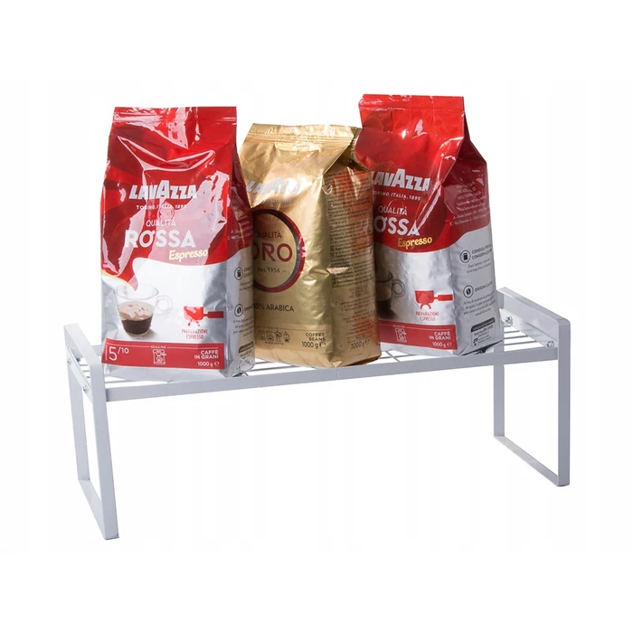 Egyszintes fém konyhai szervező, 52x19x21 cm, fehér