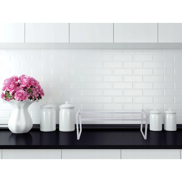 Egyszintes fém konyhai szervező, 52x19x21 cm, fehér