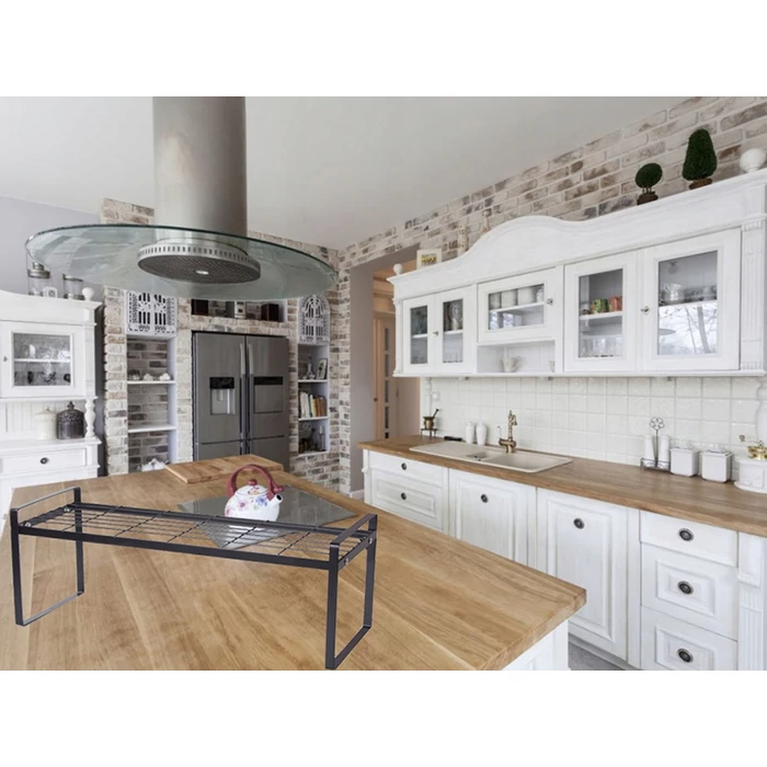 Egyszintes fém konyhai szervező, 52x19x21 cm, fekete