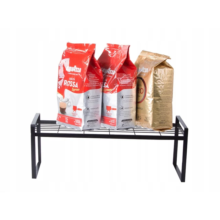 Egyszintes fém konyhai szervező, 52x19x21 cm, fekete