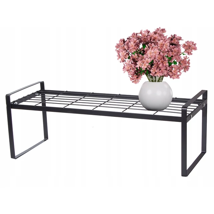 Egyszintes fém konyhai szervező, 52x19x21 cm, fekete