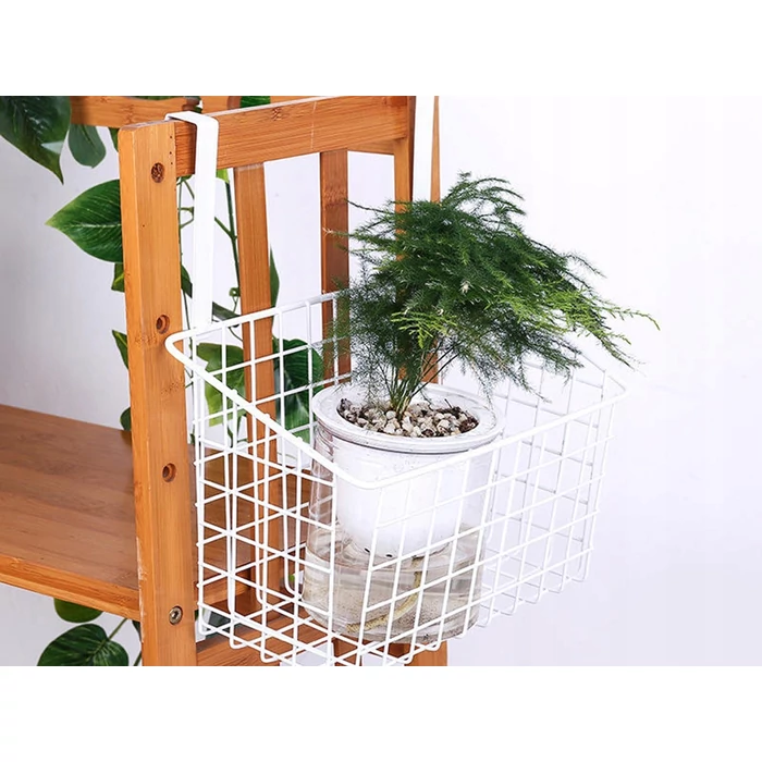 Akasztható háztartási fém szervező kosár, fehér