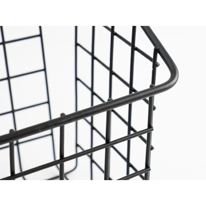 Akasztható háztartási fém szervező kosár, fekete