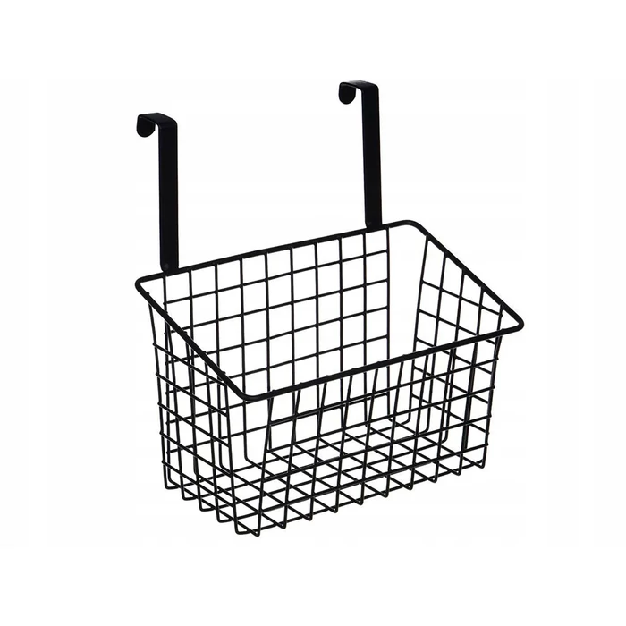 Akasztható háztartási fém szervező kosár, fekete