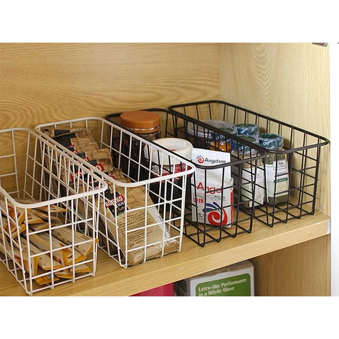 Akasztós fém tárolókosár, 29x12.5x12 cm, fehér