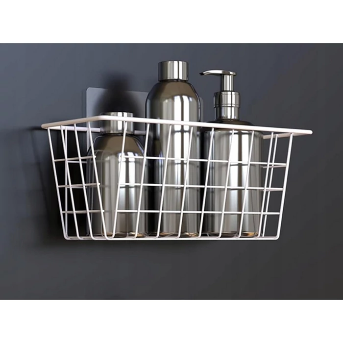 Akasztós fém tárolókosár, 29x12.5x12 cm, fehér