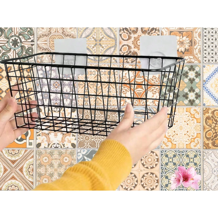 Akasztós fém tárolókosár, 29x12.5x12 cm, fekete