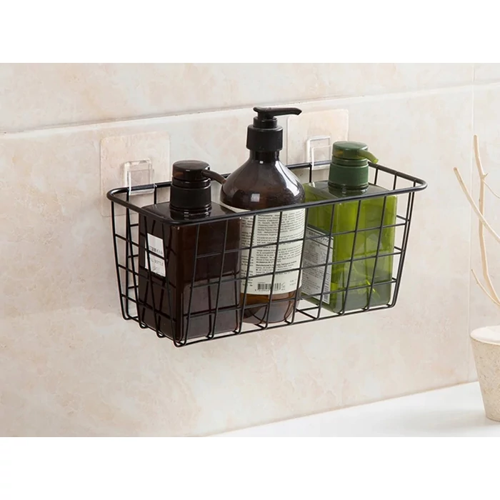 Akasztós fém tárolókosár, 29x12.5x12 cm, fekete