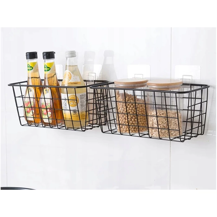 Akasztós fém tárolókosár, 29x12.5x12 cm, fekete