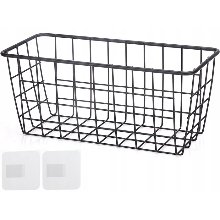 Akasztós fém tárolókosár, 29x12.5x12 cm, fekete