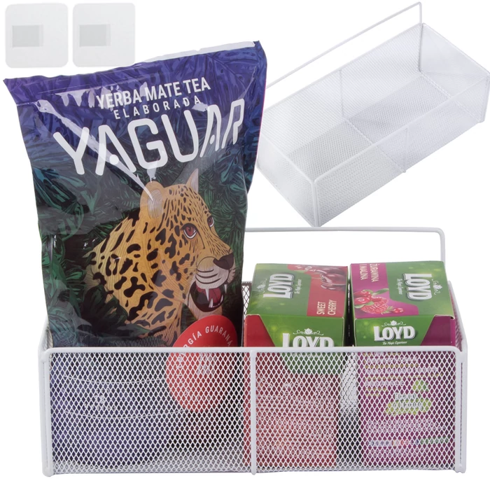 Akasztós fém háztartási tárolókosár, fehér