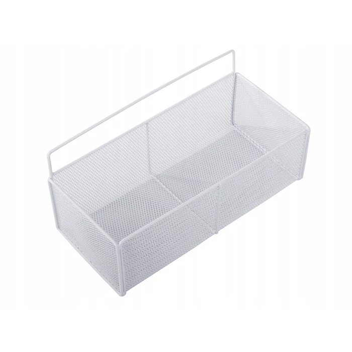 Akasztós fém háztartási tárolókosár, fehér