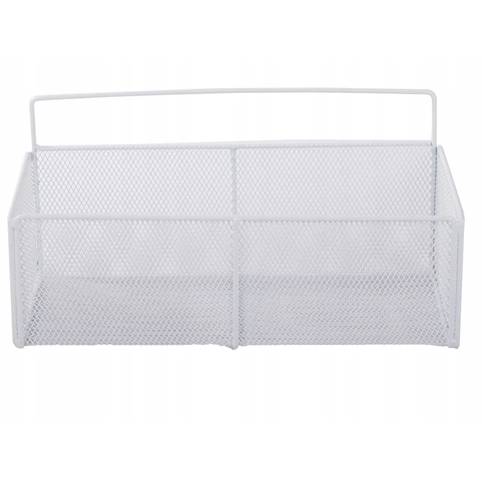 Akasztós fém háztartási tárolókosár, fehér