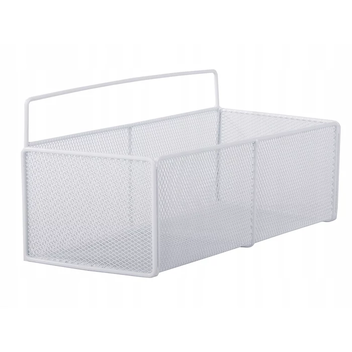 Akasztós fém háztartási tárolókosár, fehér