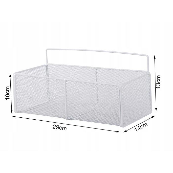 Akasztós fém háztartási tárolókosár, fehér